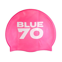 SILICONE SWIM CAP LOGO BLUE70