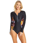 ZOGGS BRIMSTONE L/S SUIT BLK/MULTI ONE PIECE SWIMSUIT