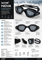GLYDE NOVA POLARIZED - SWIMMING FITNESS AND OPEN WATER GOGGLE - BLACK/SMOKE
