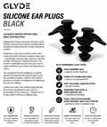GLYDE HYDRALOCK SILICONE MOULDED EAR PLUGS - BLACK