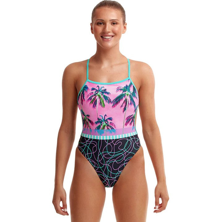 FUNKITA TWISTED STRAP ONE PIECE SWIMSUIT - TWILIGHT SESSION