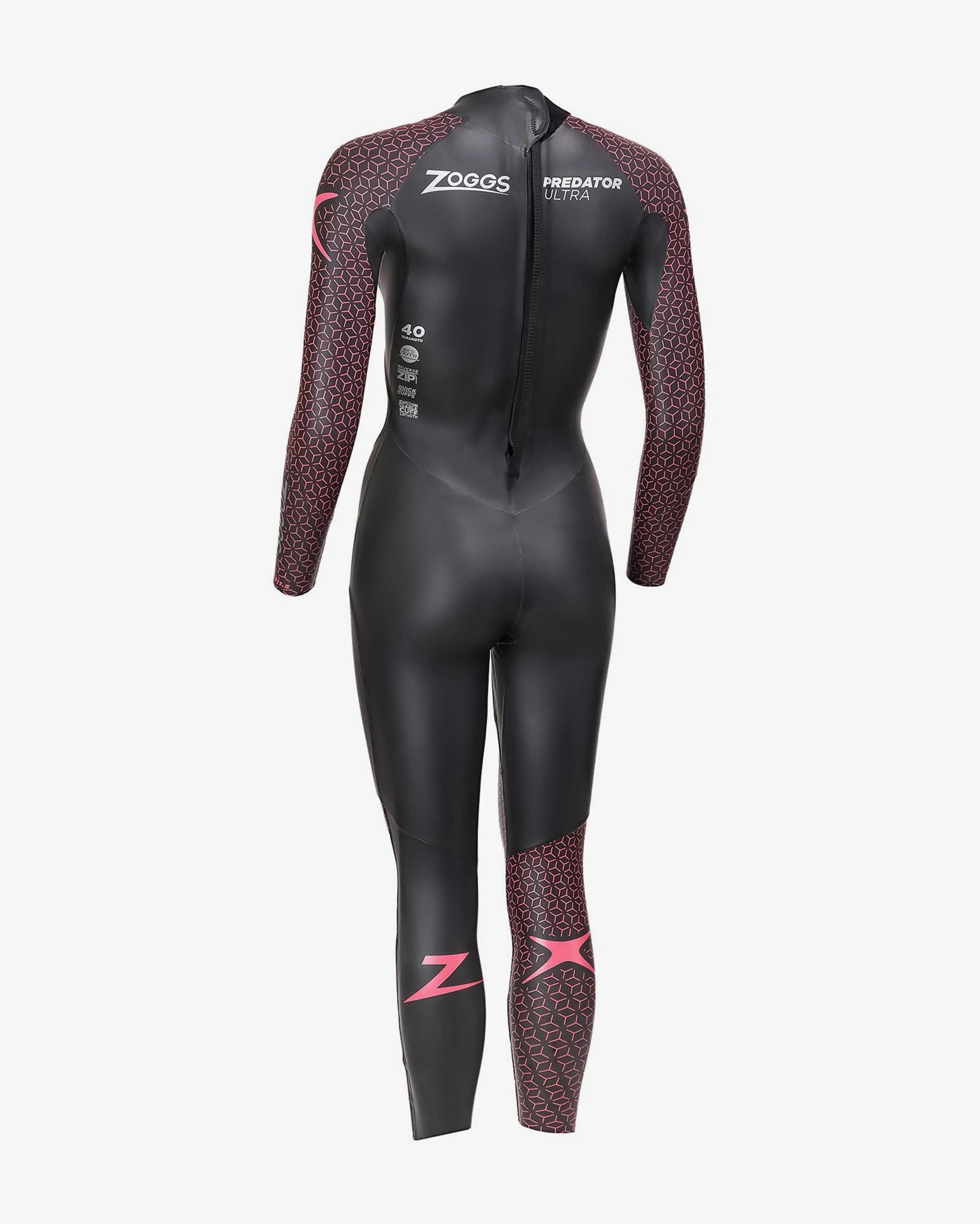 ZOGGS PREDATOR ULTRA WOMENS SWIMMING AND TRIATHLON WETSUIT - BLACK/PINK