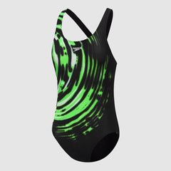 SCHOOL COLOURS LEADERBACK ONE PIECE BLACK GREEN SPEEDO