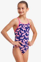 GIRL'S SWEET STRIPES DIAMOND BACK ONE PIECE