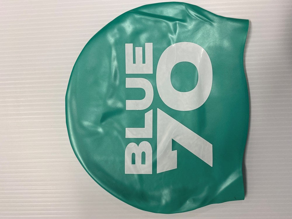 SILICONE SWIM CAP TEAL 2022 LOGO BLUE70