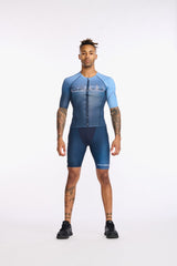 MENS AERO TRI SLEEVED TOP MIDNIGHT TURMERIC