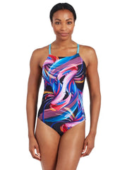 WOMENS Y-CLOSEBACK ONE PIECE COLOUR FLOW PRINT  ZOGGS